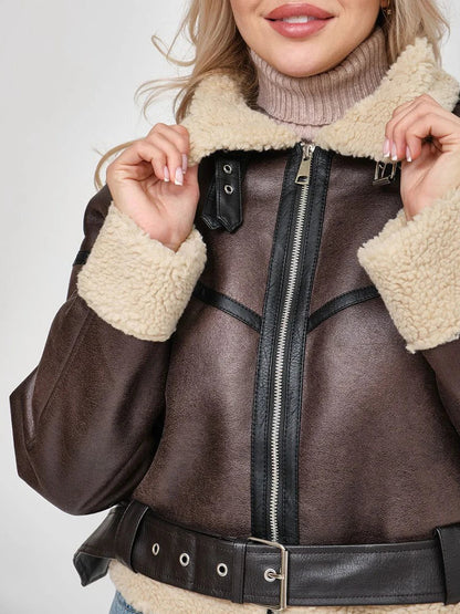 Vrouwen Faux Fur Mantel Zacht Lamswol Look