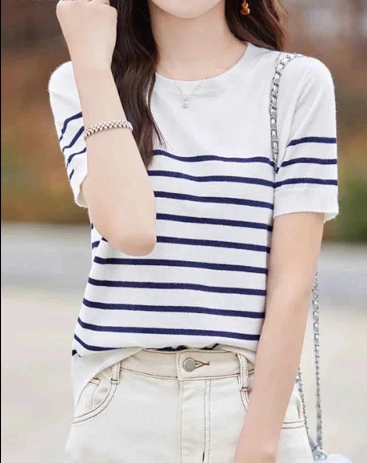 MerelMode Zomerse Gestreepte Blouse