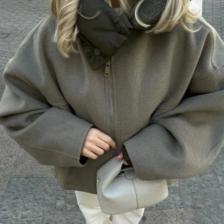 Dames Wollen Jack Met Capuchon Warm en Stijlvol
