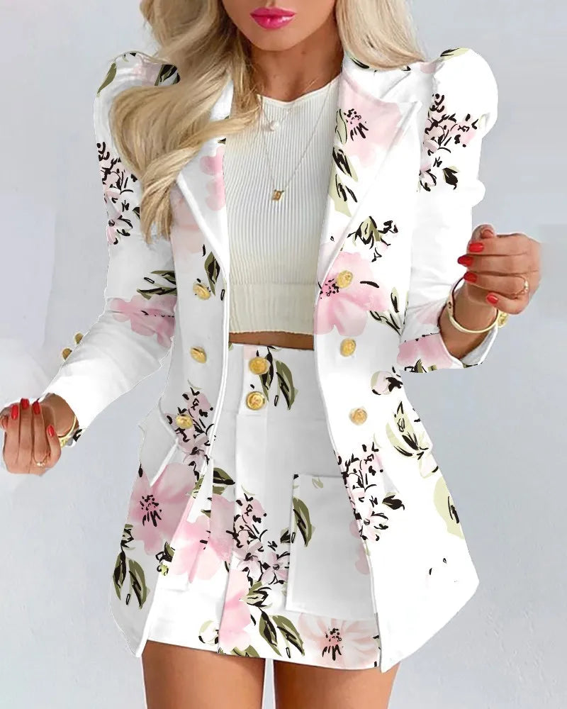 Bloemenprint Set Elegante Vrouwelijke Kleding - Mode Vibes
