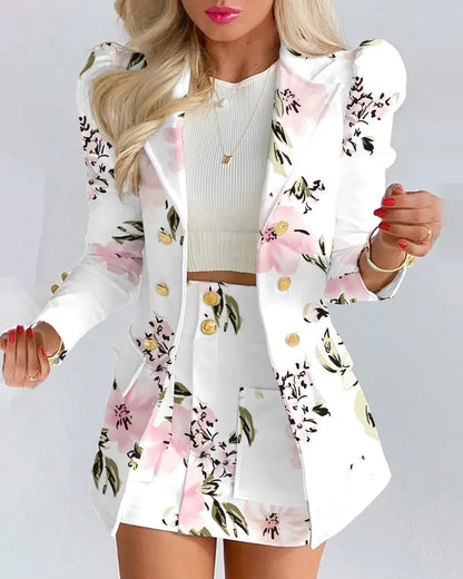 Bloemenprint Set Elegante Vrouwelijke Kleding - Mode Vibes