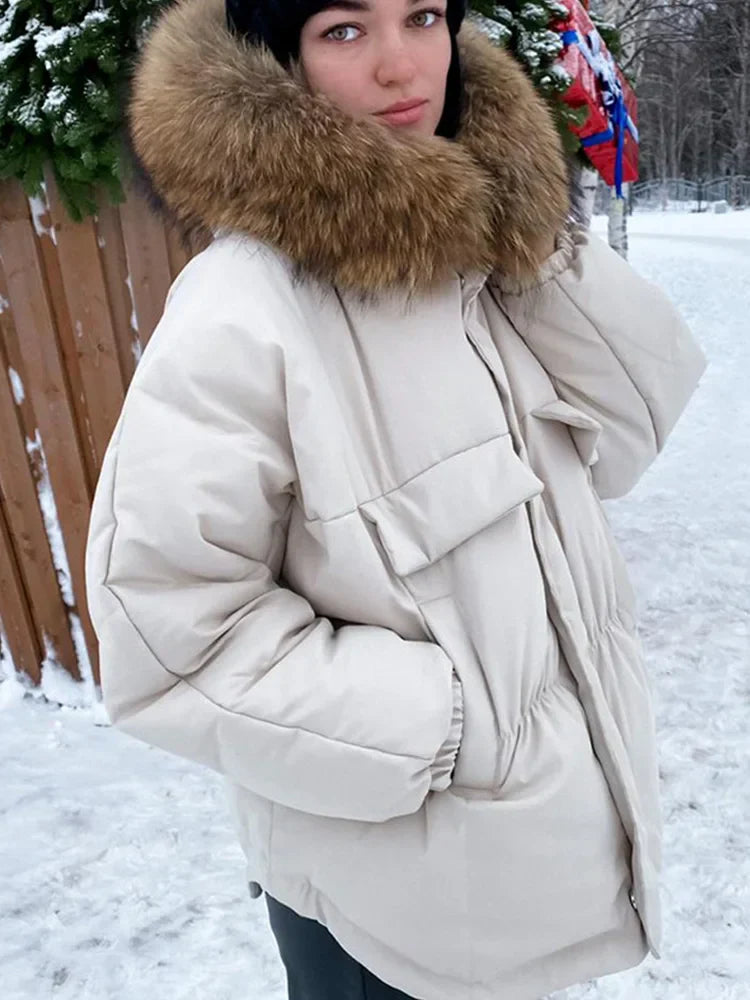 Naspeciaal Raccoon nepbontjas warm vrouwenjas