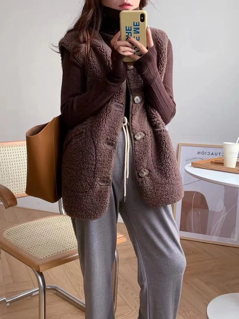 Gilet Anne Wollen Luxe Stijlvol Donkerbruin