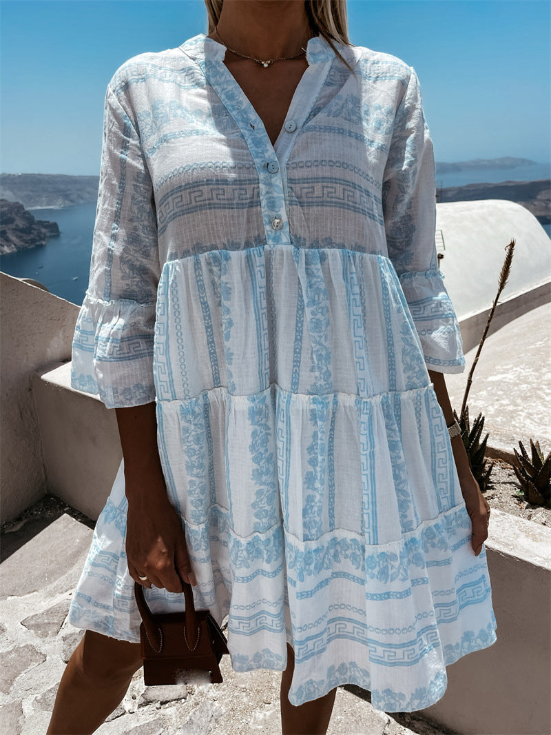 Boho Jurk Zomerse Luchtige Rok met Vrolijk Patroon