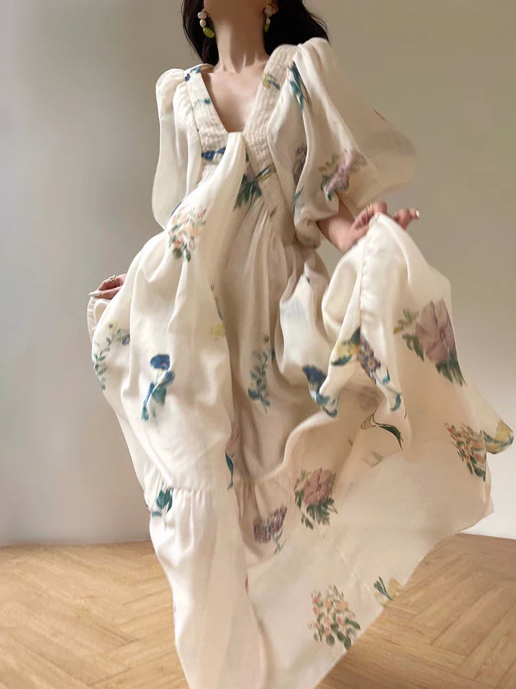 ZomerLuxe Bloemenprint Midi-Jurk
