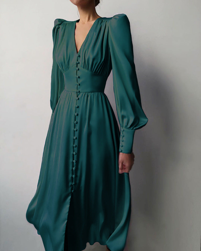 Elegante Satijnen Midi Jurk voor Vrouw