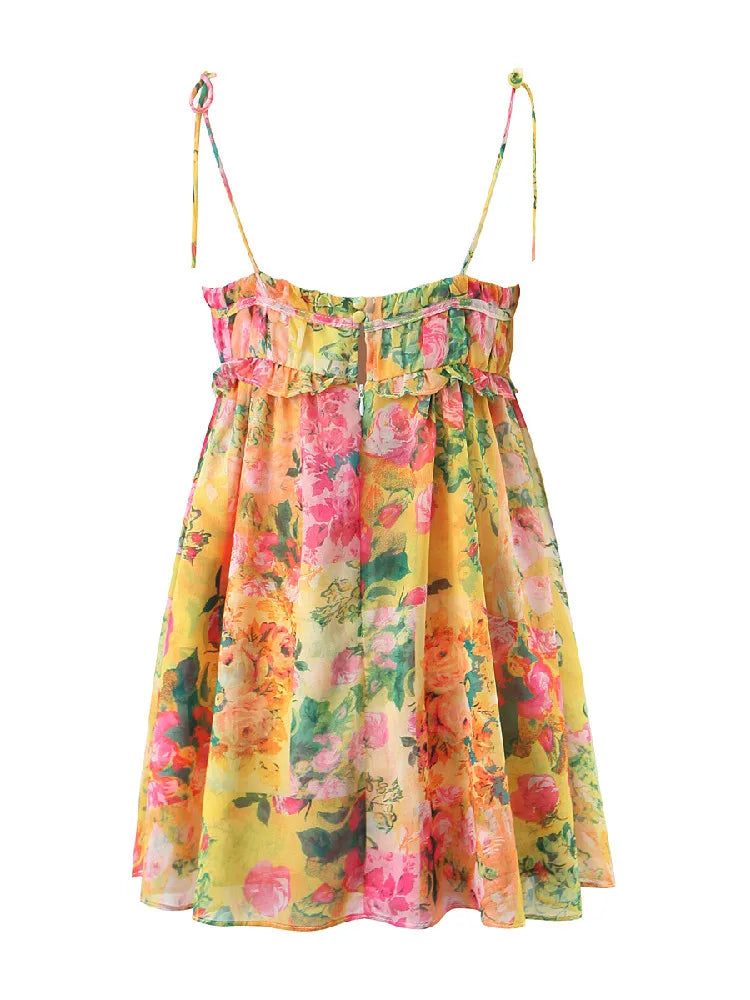 Boho Minijurk Bloemenprint Zonder Rug
