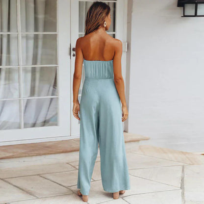 Jumpsuit Zonder Schouderbandjes Luchtig en Flatterend