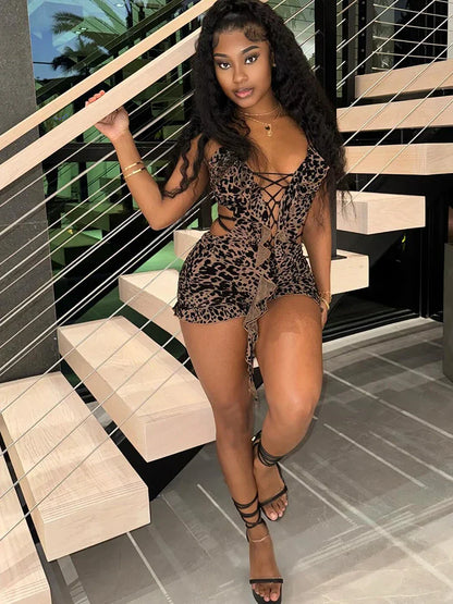 Leopard Romper met Fleece Voering Zacht en Warm