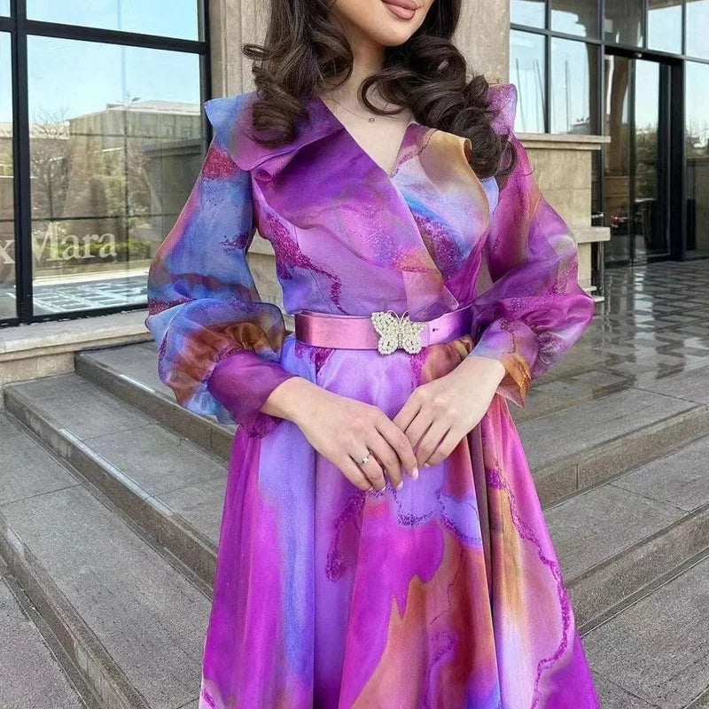 Maxi Jurk Elegante Zomerjurk met Kleurrijke Bloemenprint