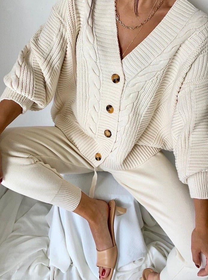 Warme Gebreide Set: Vest en Broek voor Vrouw - Mode Vibes