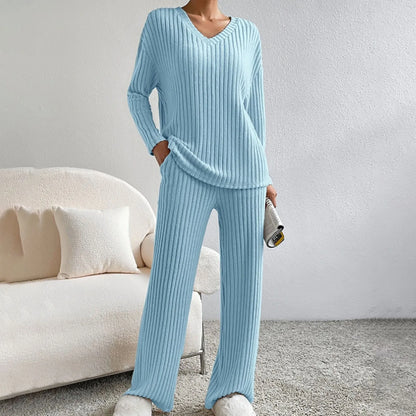 Gebreide Set V-hals Stijlvol en Comfortabel