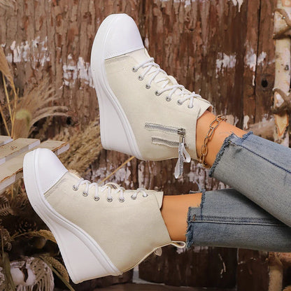 Elegante Wedge Sneaker met Ritssluiting en Verborgen Hak