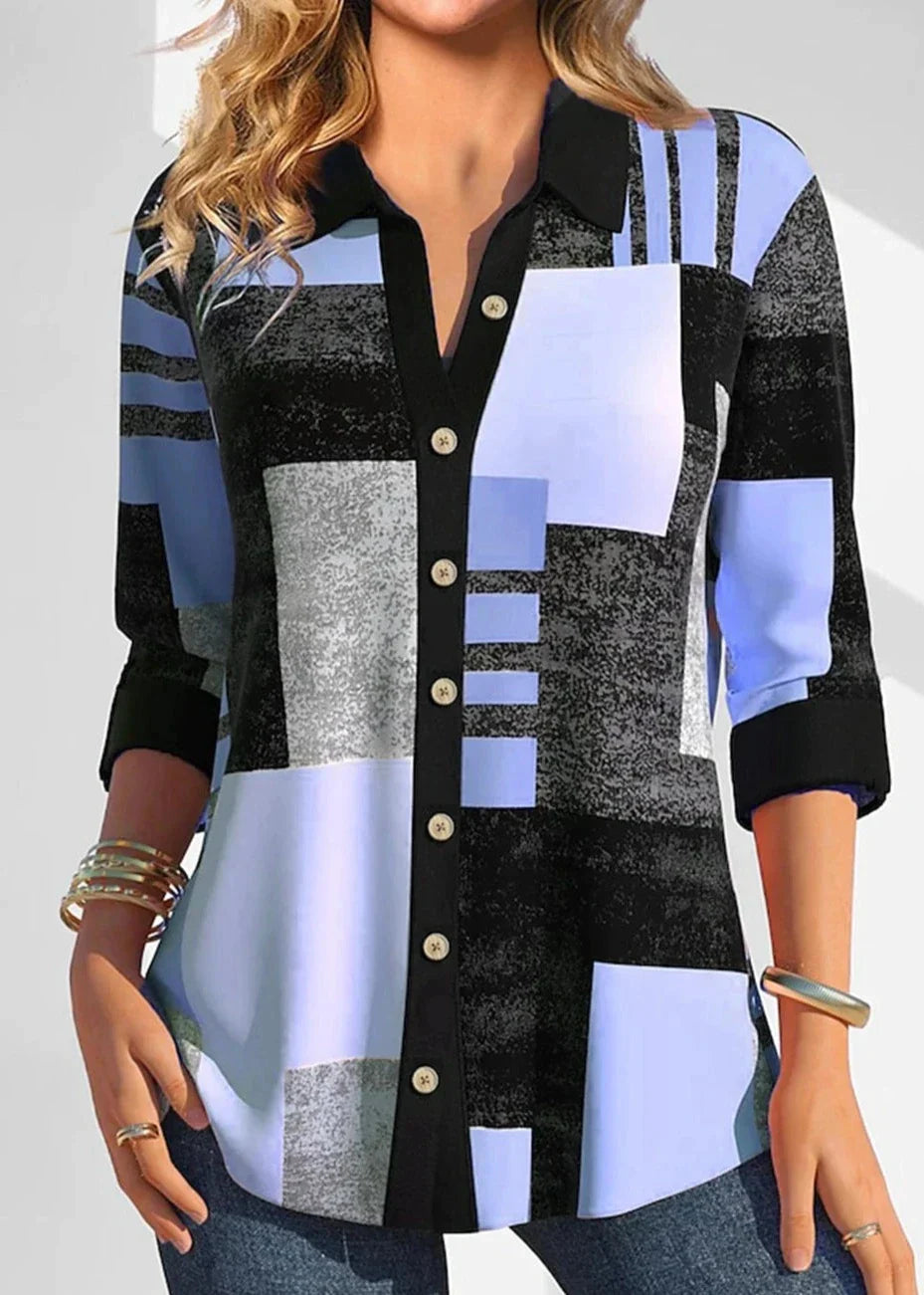 Vrouwelijke Geruite Blouse Casual Stijl