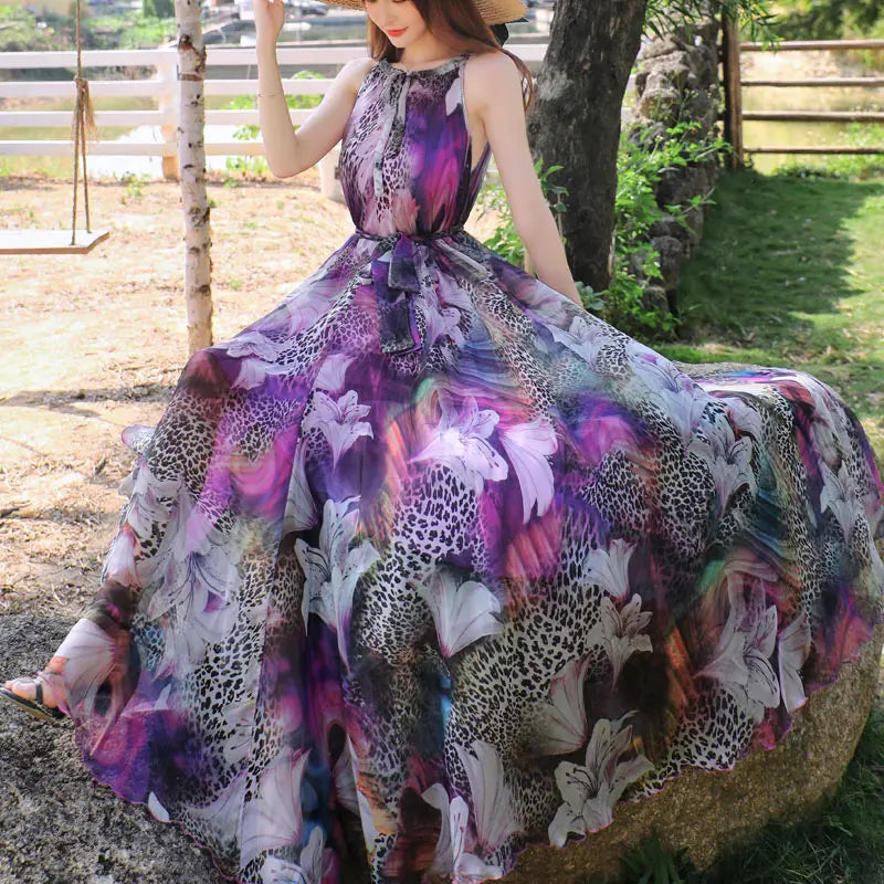 Betoverende Zonnewende Mouwloze Maxi Jurk