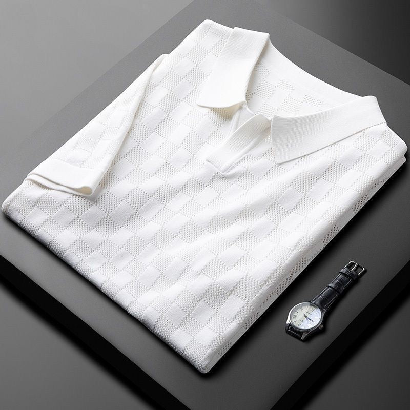 Klassieke Gebreide Polo Shirt voor Heren - Mode Vibes