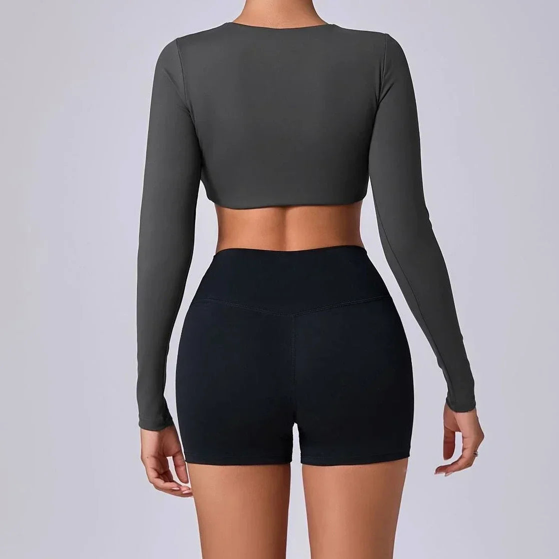 REYA | Push-up Cropped Top voor Vrouw met Lange Mouwen