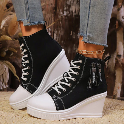 Elegante Wedge Sneaker met Ritssluiting en Verborgen Hak