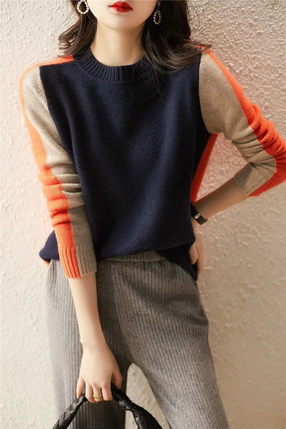 Kleurblok Pullover Gebruiksklaar voor Vrouw - Mode Vibes
