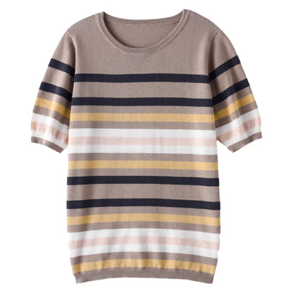 Aurora Chic Zomerse Streep T-Shirt