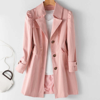 Halflange Dames Trenchcoat met Enkele Knoopsluiting en Elegante Pasvorm