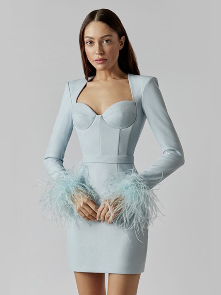 Kort Jurk Elegante Minirok voor Vrouwen met Veer Details
