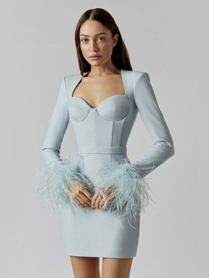 Kort Jurk Elegante Minirok voor Vrouwen met Veer Details