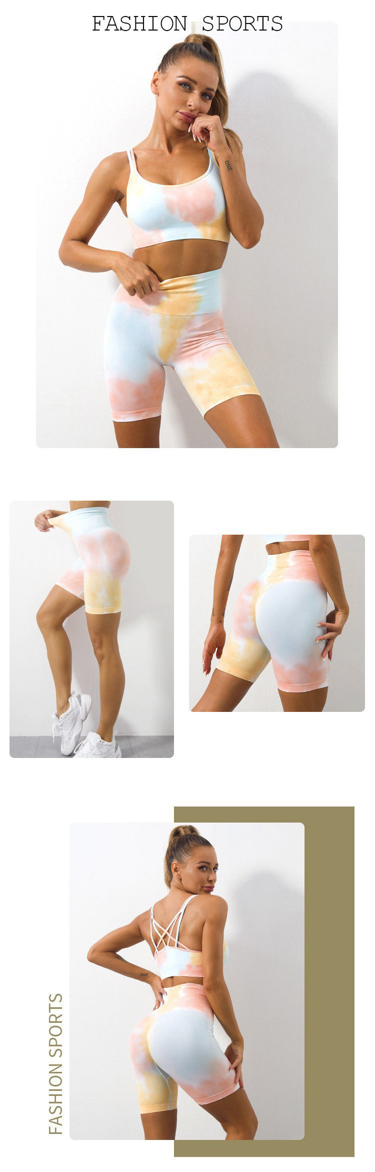 Vrouwelijke Sport Set Korte Broek Tie Dye