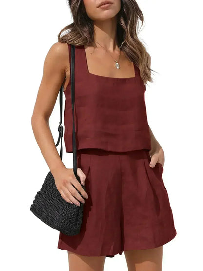 Zomeroutfit Tweedelig Jurk en Broek Set voor Vrouw