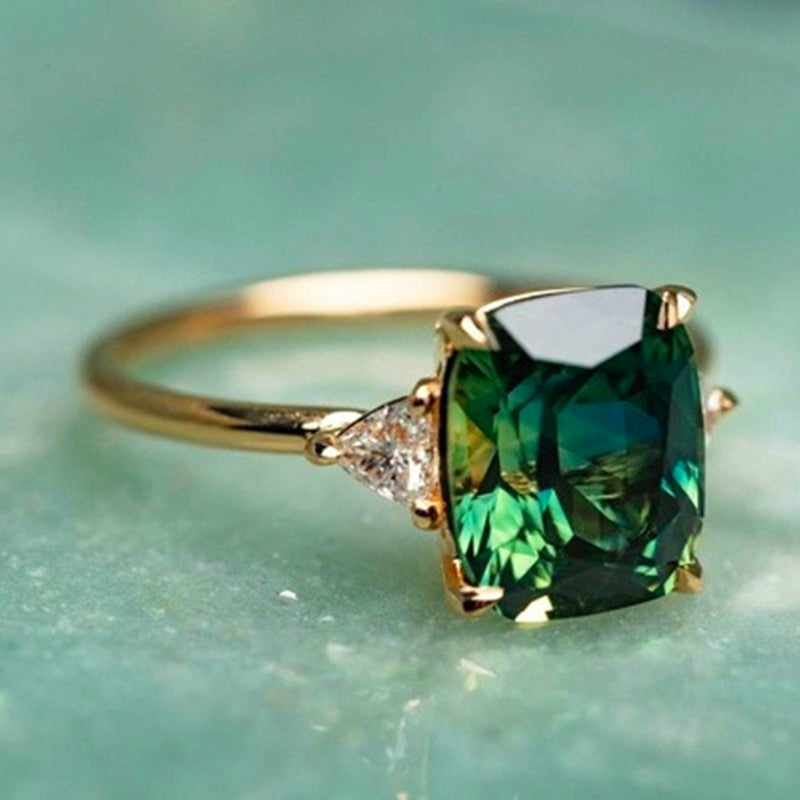 Smalle Smaragd Ring Vierkant Zilver - Mode Vibes