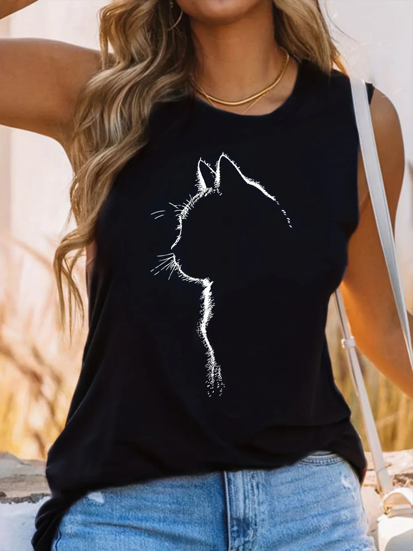 Katten Tanktop Ronde Hals Dame - Mode Vibes
