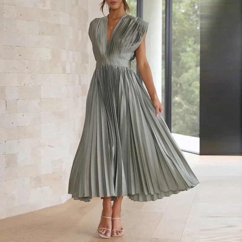 Iris Jurk met Plooien Elegante VrouwenJurk