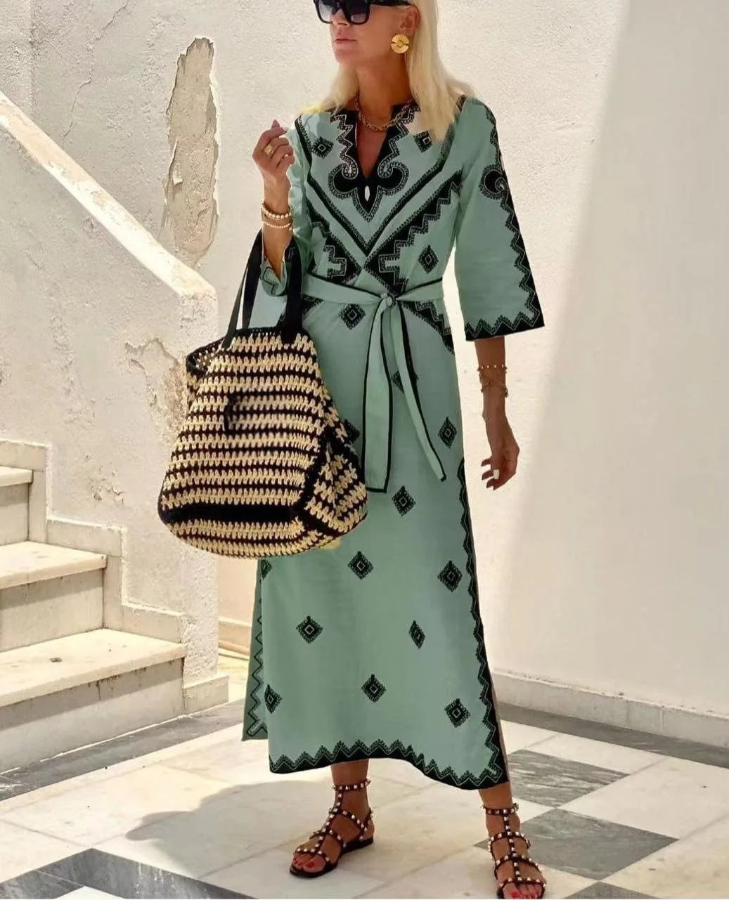 Linnen Jurk Vintage Stijl Vrouwelijk