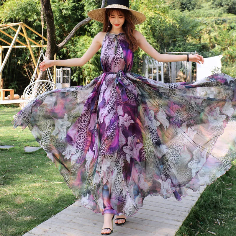 Betoverende Zonnewende Mouwloze Maxi Jurk