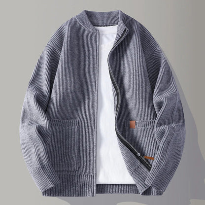 Heren Geribd Gebreid Vest met Ritssluiting