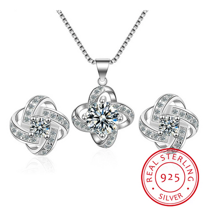 Ketting met Liefdesknoop en Oorbellen Set Zilver Geschenk - Mode Vibes