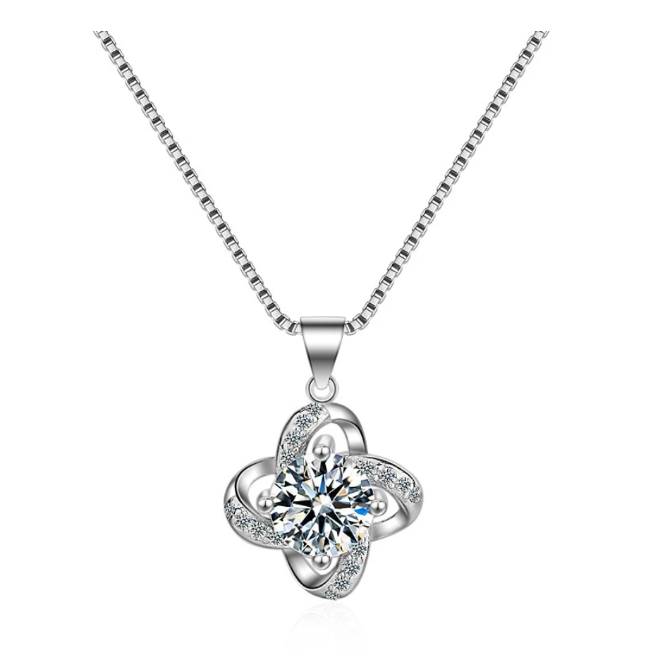 Ketting met Liefdesknoop en Oorbellen Set Zilver Geschenk