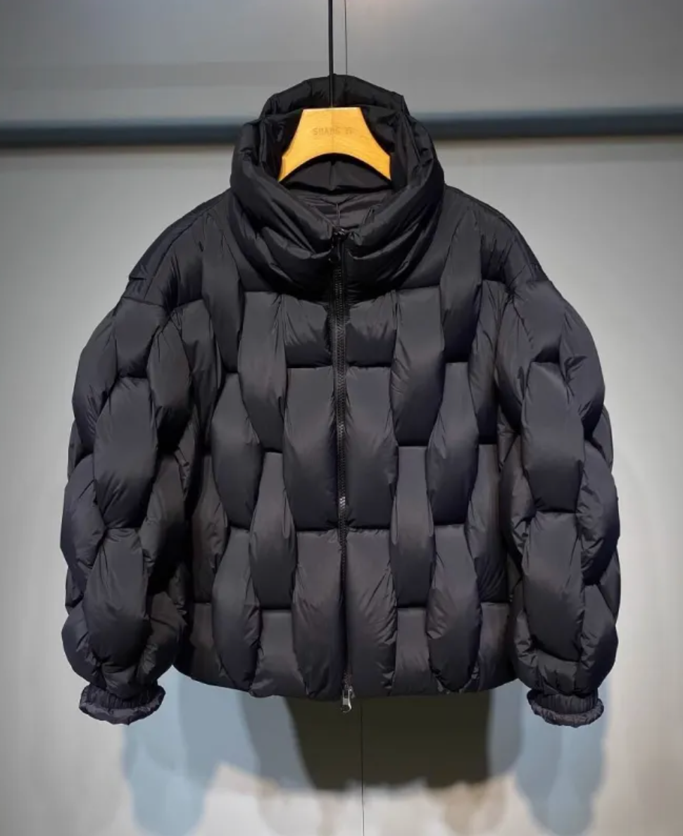 Dames Pufferjas Oversized Gevlochten Patroon Warm