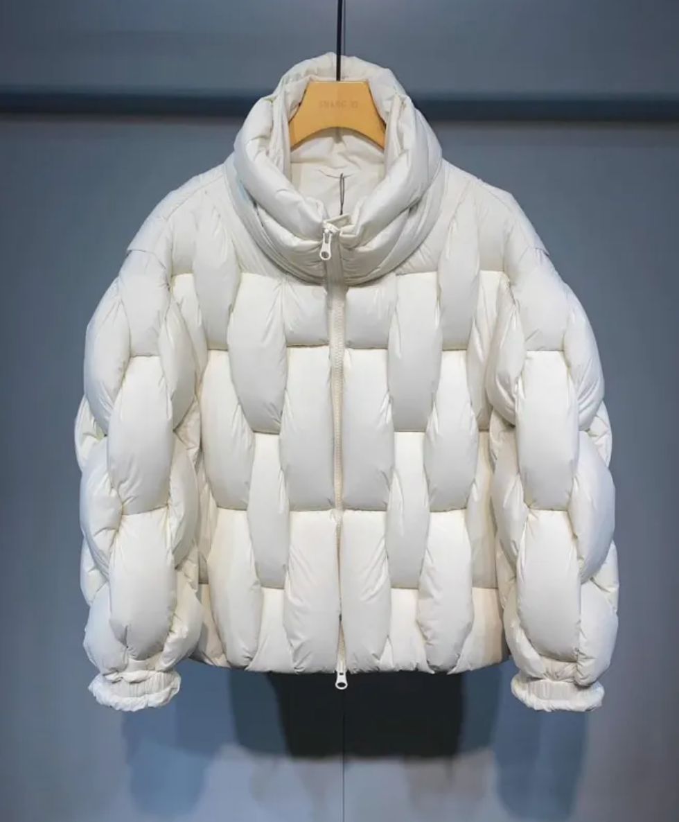 Dames Pufferjas Oversized Gevlochten Patroon Warm