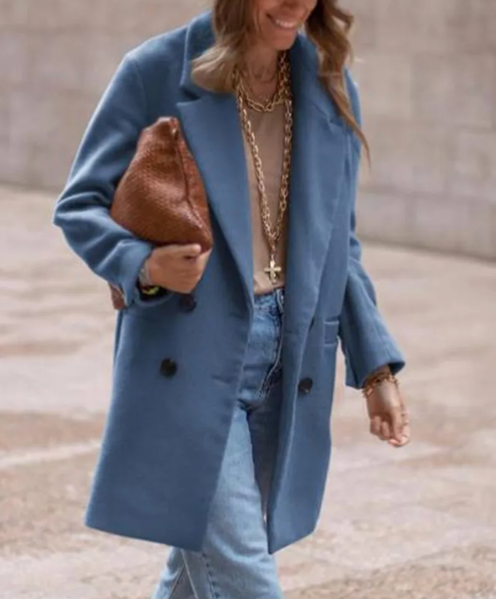 Dames Wollen Jas Warm Elegante Look met Zakken