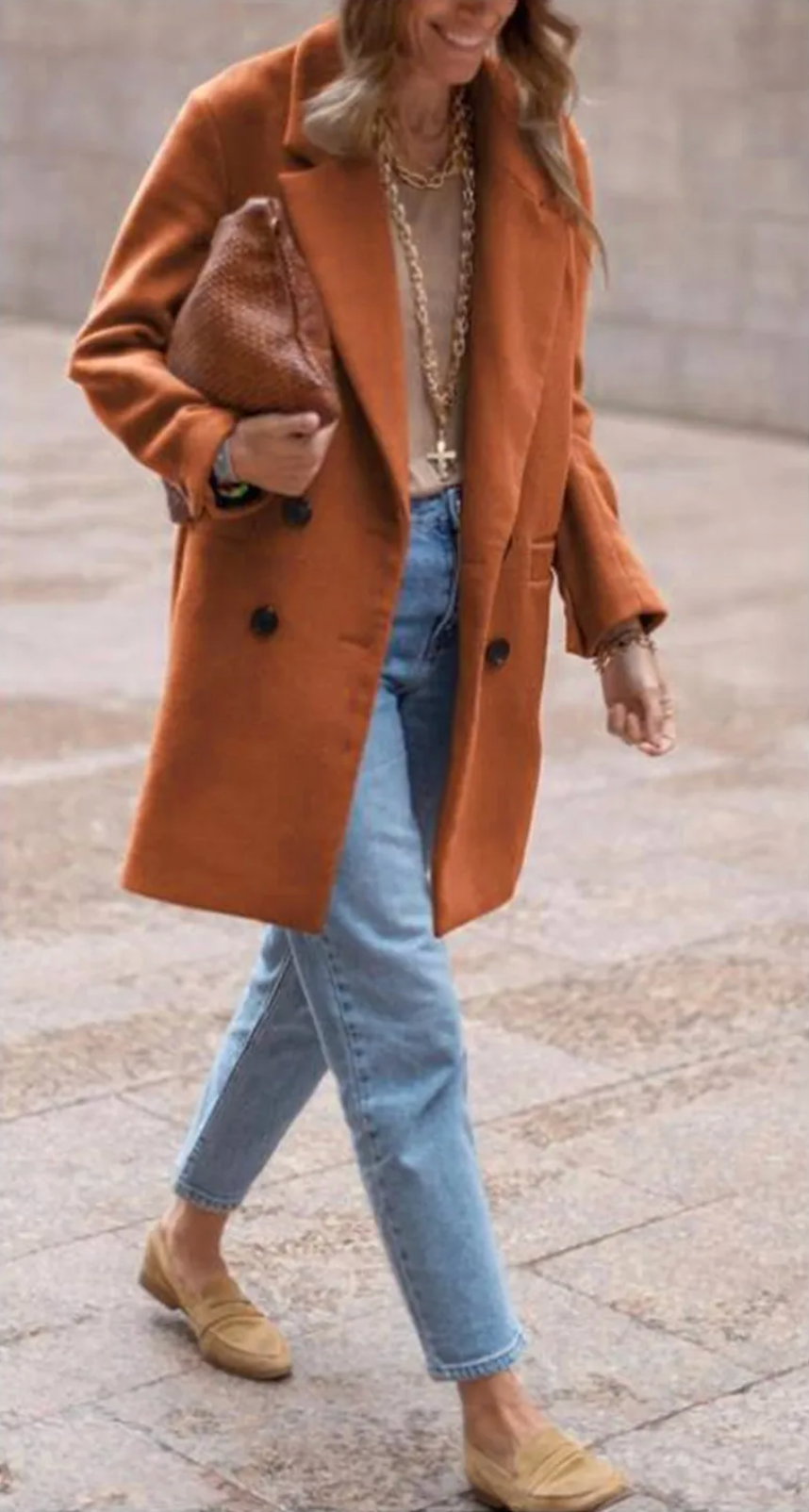 Dames Wollen Jas Warm Elegante Look met Zakken