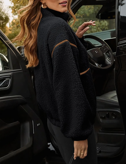 Dames Teddy Fleece Jas Warm Modern Design met Rits