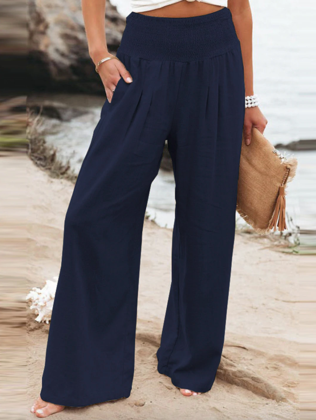 Losse Zomerdief Broek voor Vrouw Comfortabele BreezeEase Stof