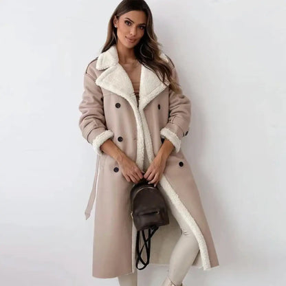 Nora | Lange Fleece Jas met Teddykraag Warm en Klassiek