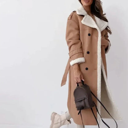 Nora | Lange Fleece Jas met Teddykraag Warm en Klassiek