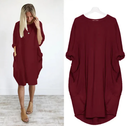 Oversized Jurk met Zakken Luchtig Zomermodel