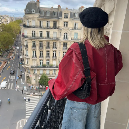 Velanora Oversized Vegan Leren Damesjas – Stijlvolle Jas voor Herfst en Winter