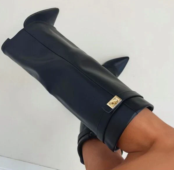 Dames Laarzen Hoge Met Riem en Flap Detail Trendy Stijl