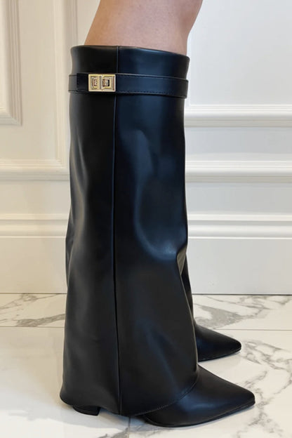 Dames Laarzen Hoge Met Riem en Flap Detail Trendy Stijl