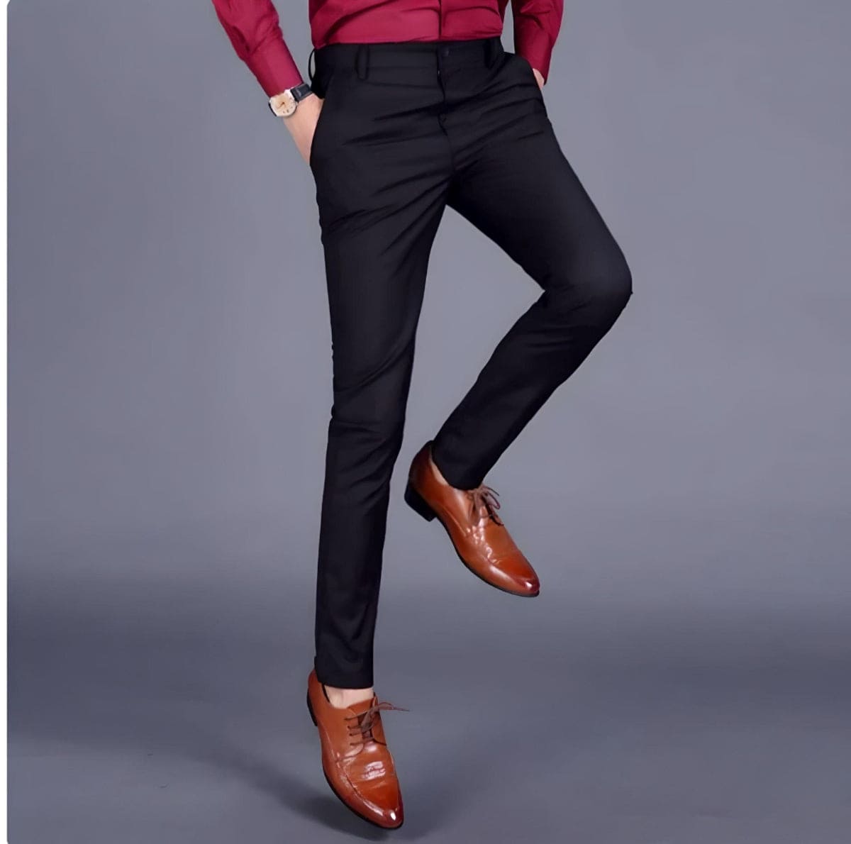 Heren Stretch Broek Comfortabel Zwart Modieus
